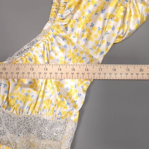 For Love and Lemons Daffodil Victoria’s Secret Mini Dress MEDIUM Yellow‎ Floral - Picture 6 of 16